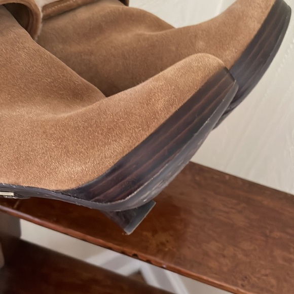 UGG FUR LINED HEEL BOOTIES TAN SIZE 6 - Picture 13 of 14